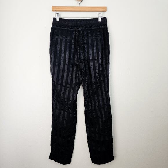 The Kooples Paris Black Jersey Satin Stripe Drawstring Tapered Pant - Picture 5 of 11